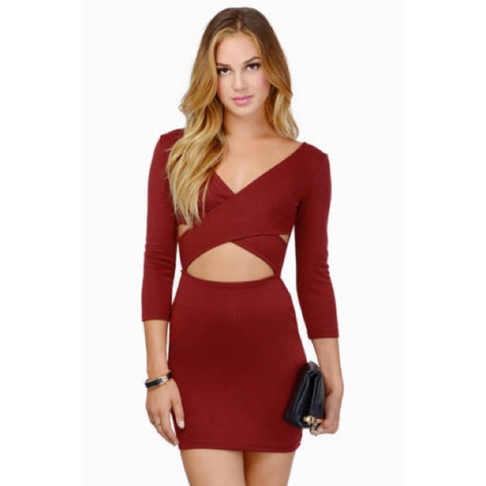 Tobi “Just My Type” Red Mini Dress with Cutouts